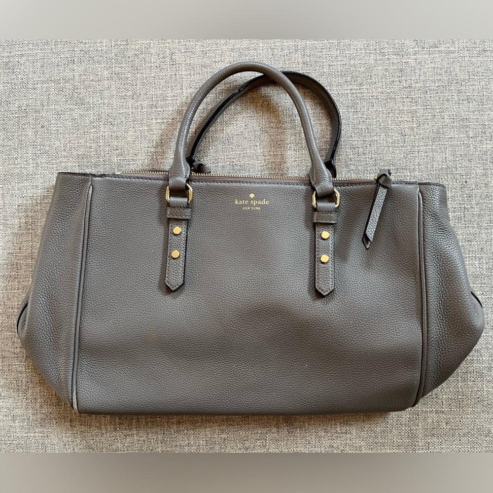 Kate Spade Grey Leather Purse (Gold Hardware)